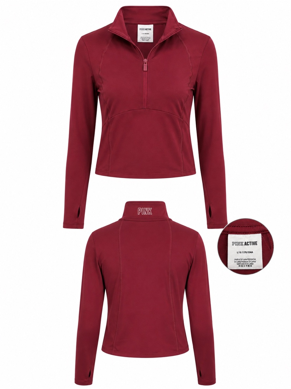 PINK by Victoriaβs Secret Active Burgundy Half-Zip Athletic Pullover β Size L